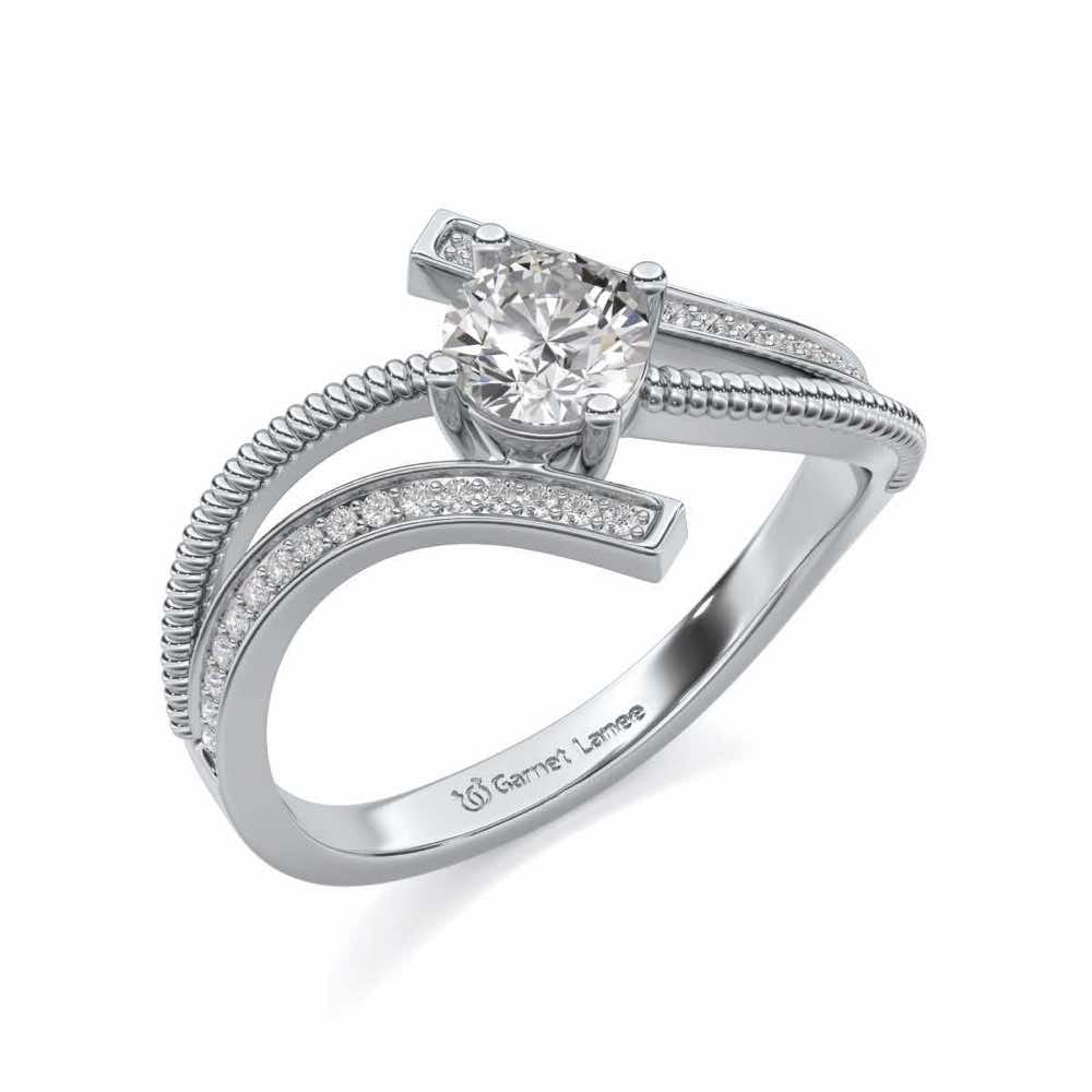 loquacious eye Solitaire Silver Ring - White Gold - Image 1