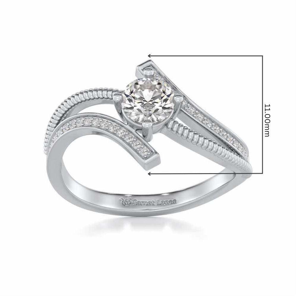 loquacious eye Solitaire Silver Ring - White Gold - Image 2