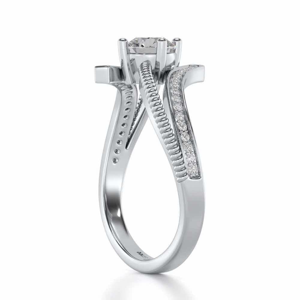 loquacious eye Solitaire Silver Ring - White Gold - Image 4