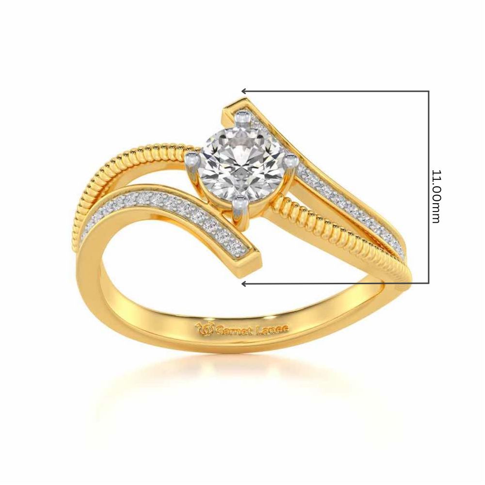 loquacious eye Solitaire Silver Ring - Yellow Gold - Image 2