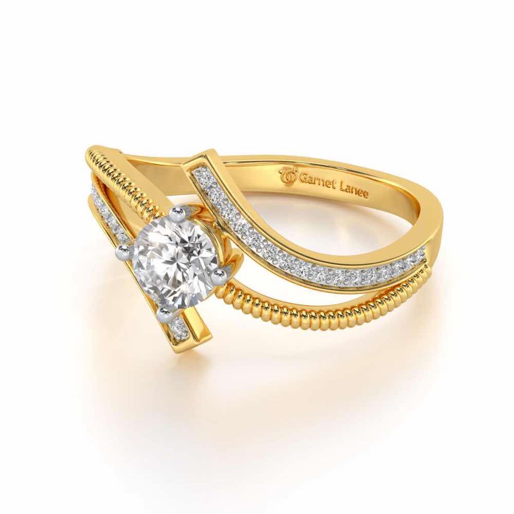 loquacious eye Solitaire Silver Ring - Yellow Gold - Image 3