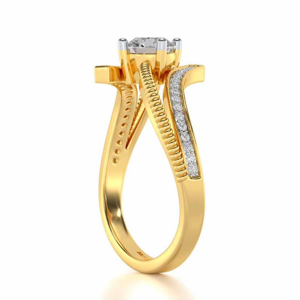 loquacious eye Solitaire Silver Ring - Yellow Gold - Image 4
