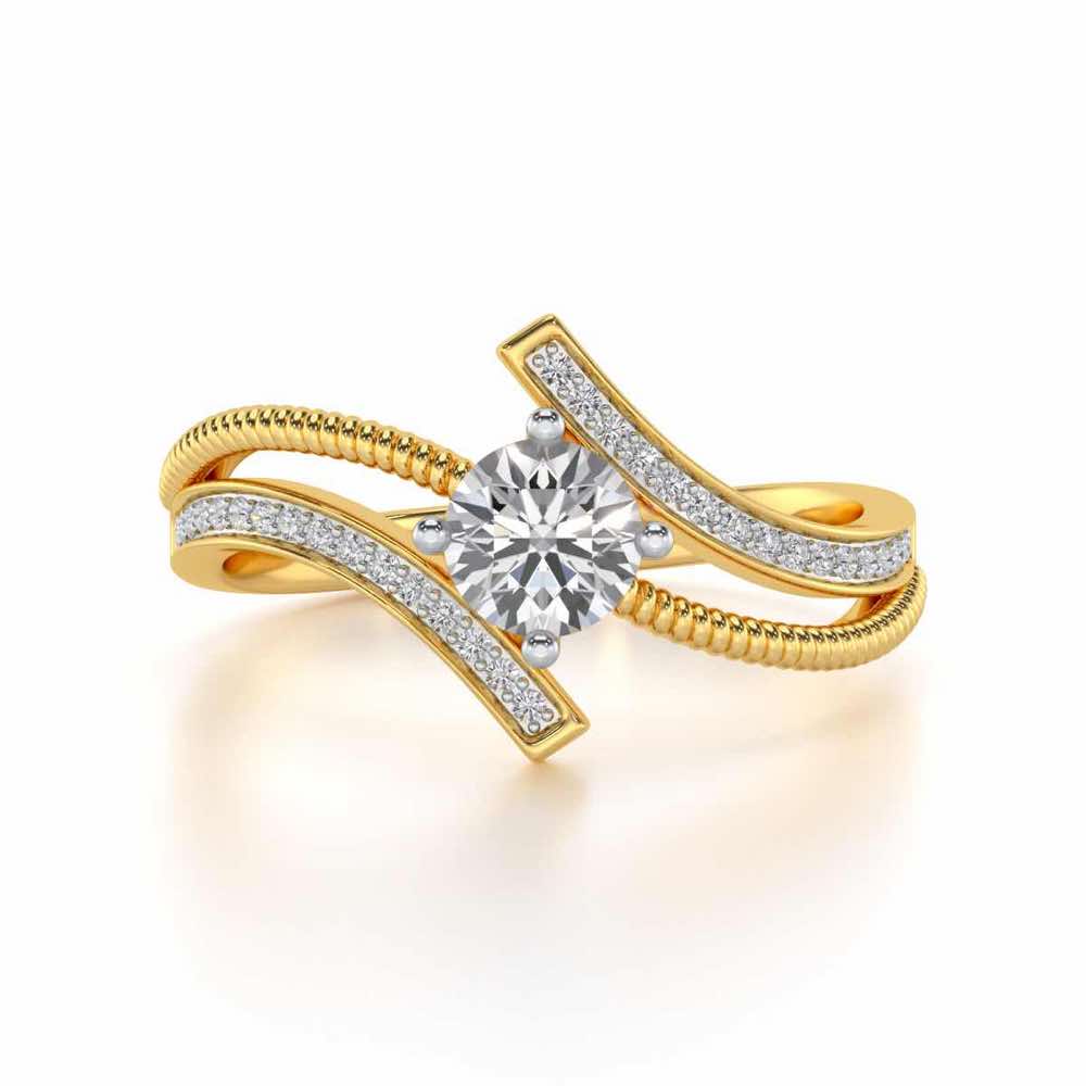 loquacious eye Solitaire Silver Ring - Yellow Gold - Image 5