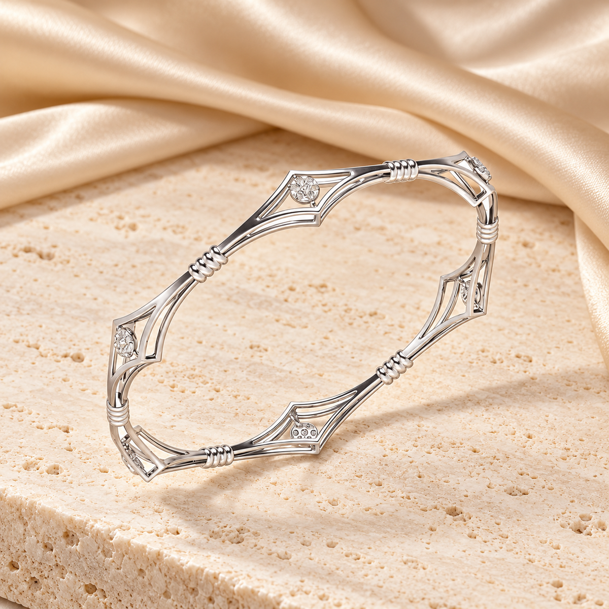 Lucid Silver Bangles White Gold aesthetic image