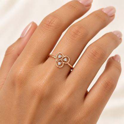 Luck Chord Silver Ring, rose gold, worn on hand