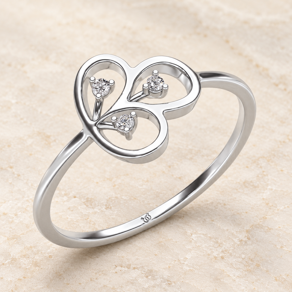 Luck Chord Silver Ring, white gold, aesthetic product image