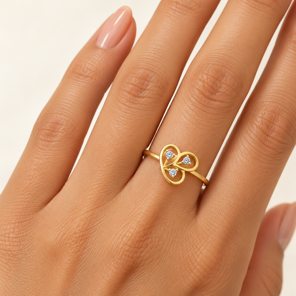 Luck Chord Silver Ring, yellow gold, worn on hand