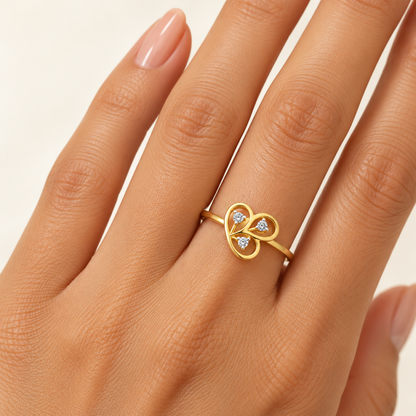 Luck Chord Silver Ring, yellow gold, worn on hand
