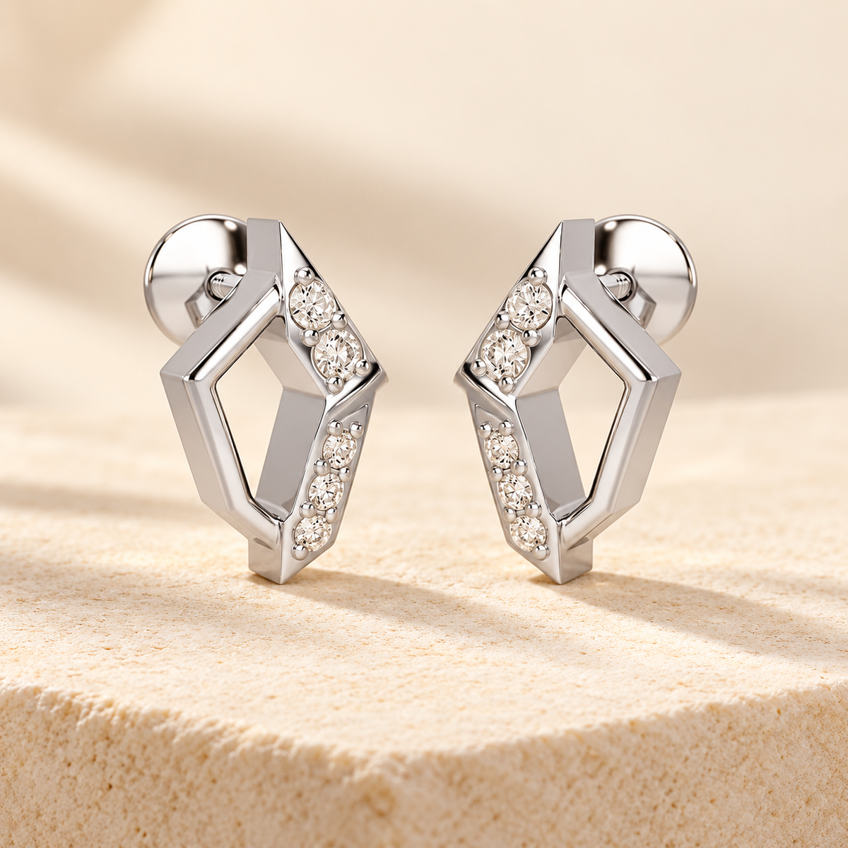 Lumina Silver Earrings - White Gold - Aesthetic