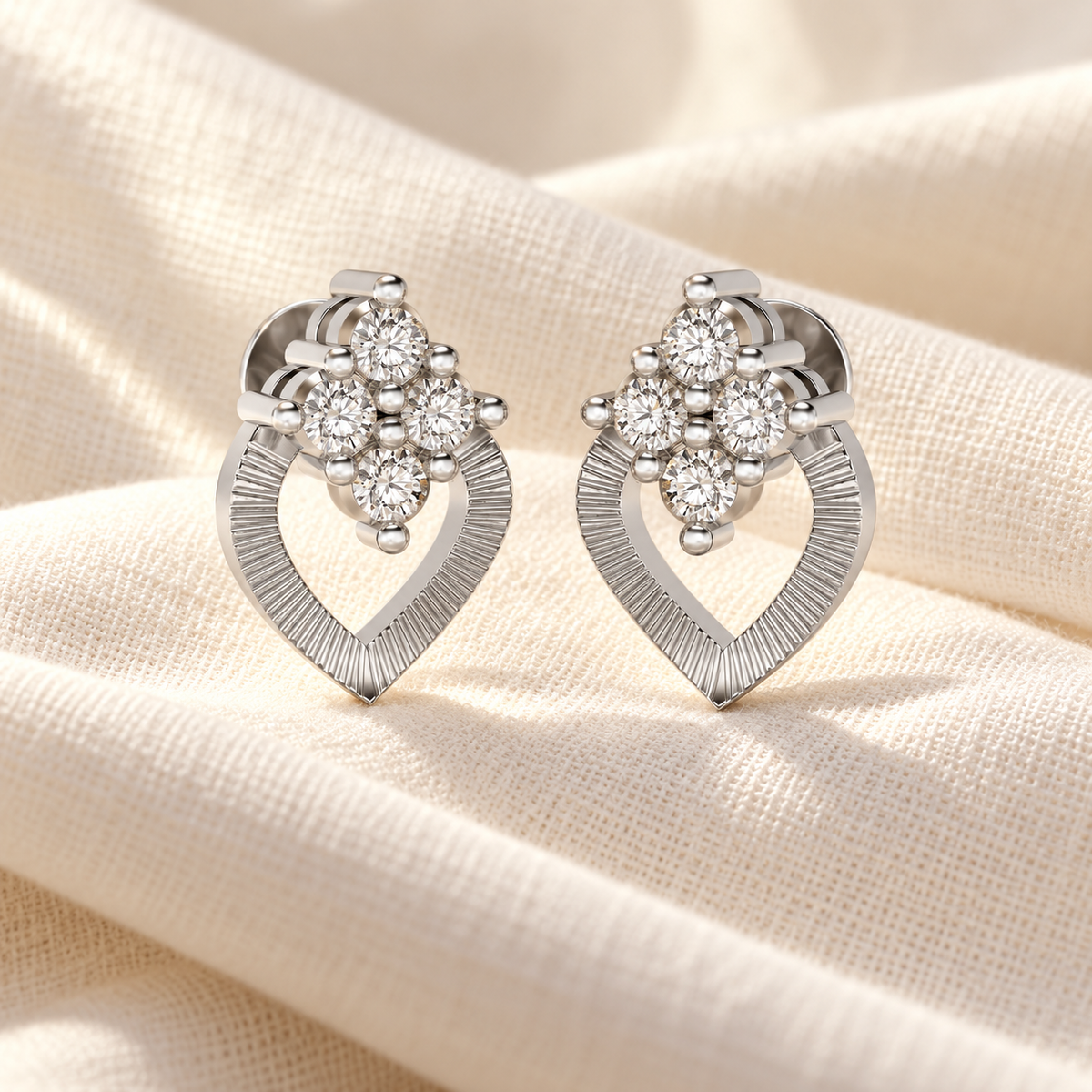 Luster Drop Silver Studs - White Gold - Aesthetic