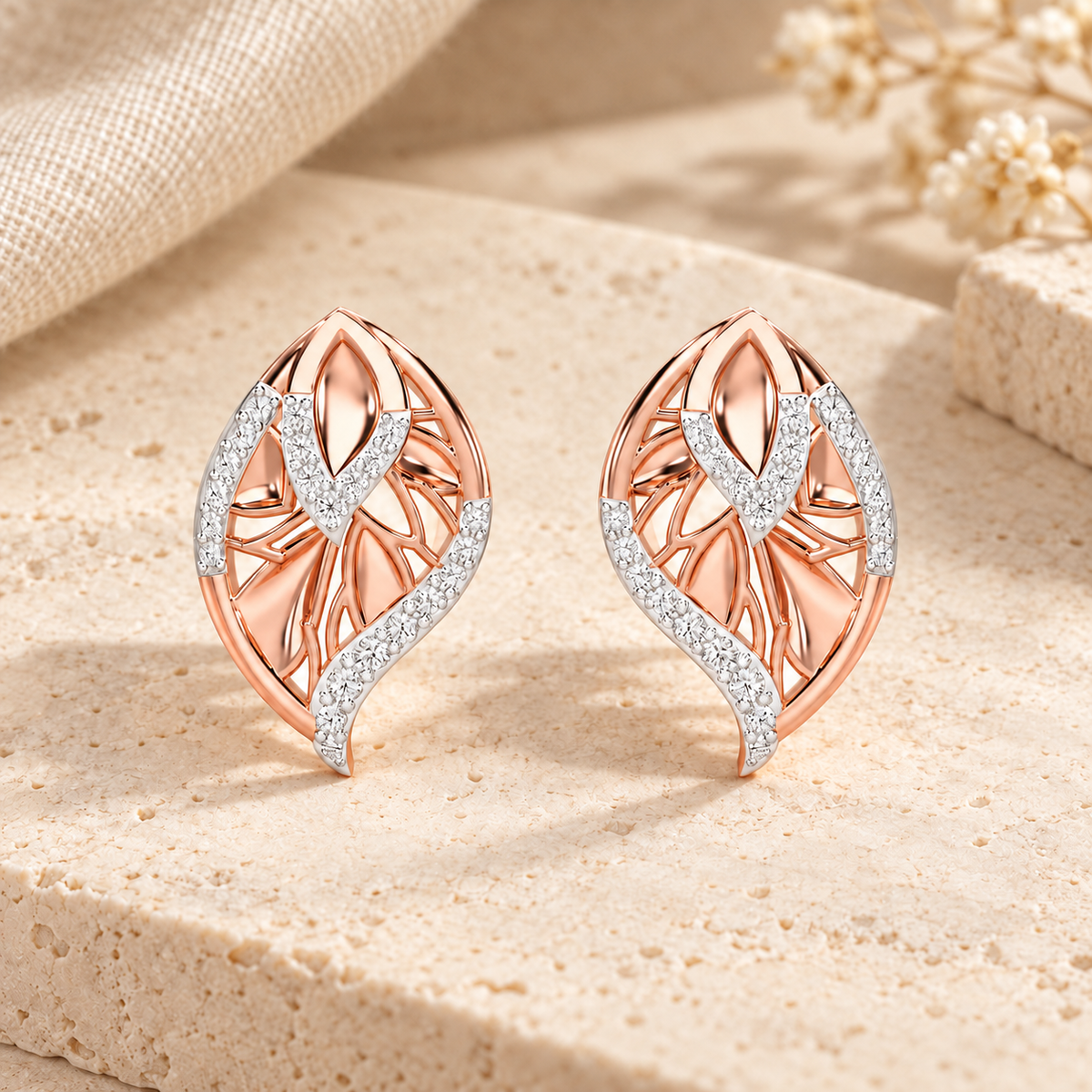 Lustrous Twilight Silver Earrings - Rose Gold - Aesthetic