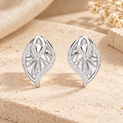 Lustrous Twilight Silver Earrings - White Gold - Aesthetic