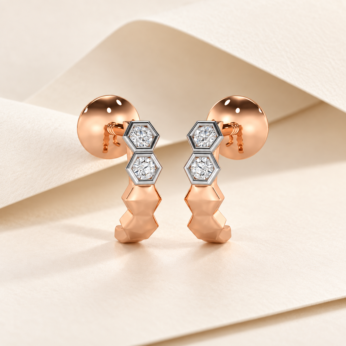 Majestic Marvel Silver Stud Earrings - Rose Gold - Aesthetic