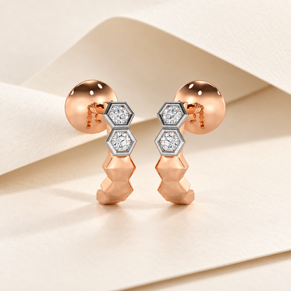 Majestic Marvel Silver Stud Earrings - Rose Gold - Aesthetic