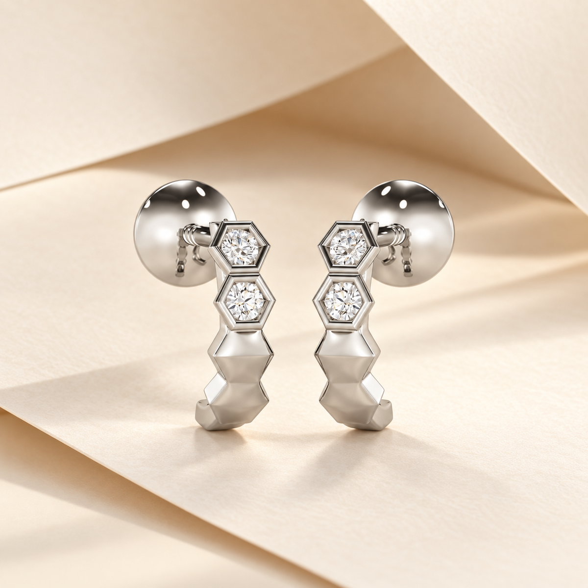 Majestic Marvel Silver Stud Earrings - White Gold - Aesthetic