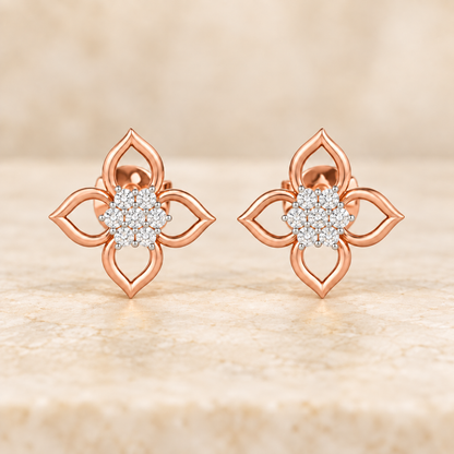 Majestic Melody Silver Stud Earrings - Rose Gold - Aesthetic