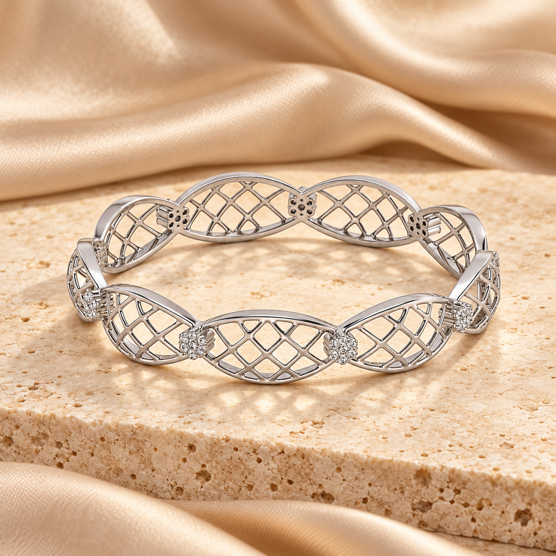 Mesh Rep Silver Bangles