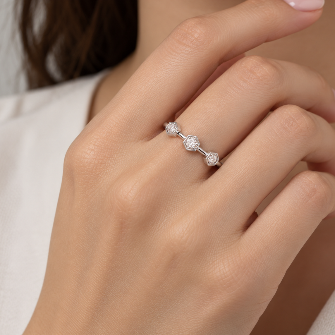 Captivating Charm Silver Ring square model image