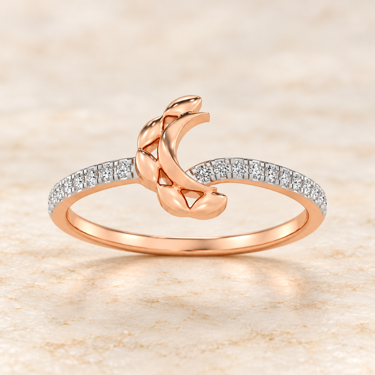 Moon C Silver Ring - Rose Gold - Aesthetic