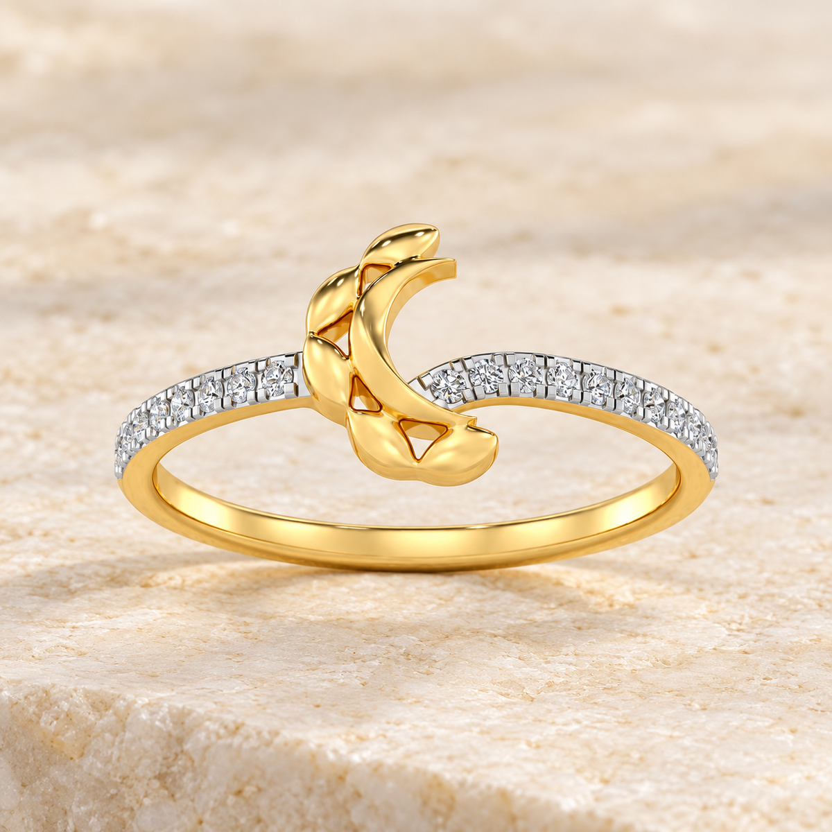 Moon C Silver Ring - Yellow Gold - Aesthetic