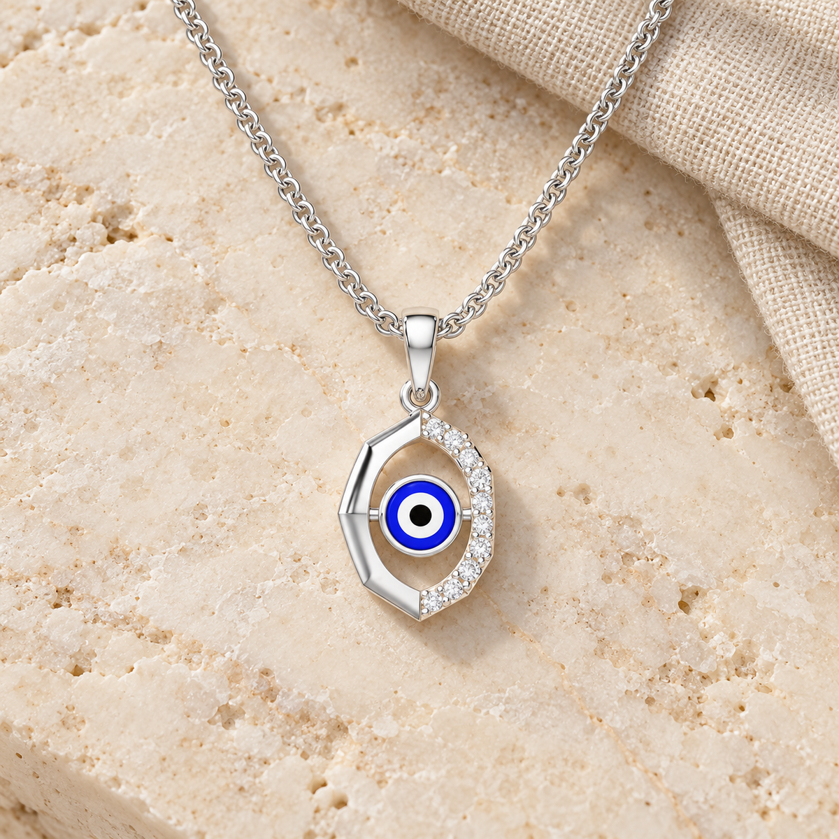 Mystic Guardian Silver Pendant - White Gold - Aesthetic