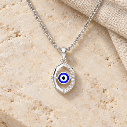 Mystic Guardian Silver Pendant - White Gold - Aesthetic