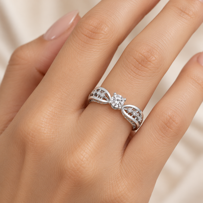 Nagma Solitaire Ring - White Gold model photo