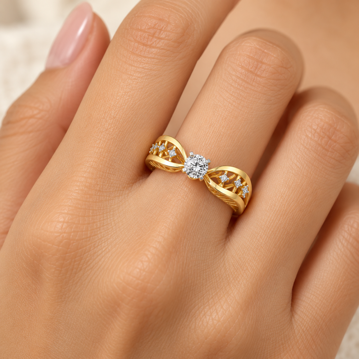 Nagma Solitaire Ring - Yellow Gold model photo
