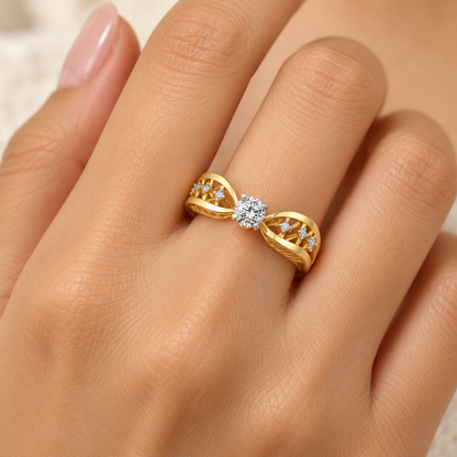 Nagma Solitaire Ring - Yellow Gold model photo