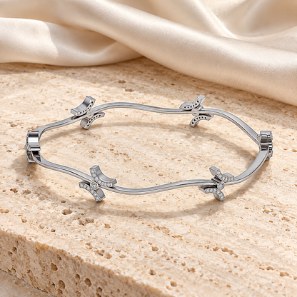 Nakashi Silver Bangles - White Gold - Square Editorial Aesthetic