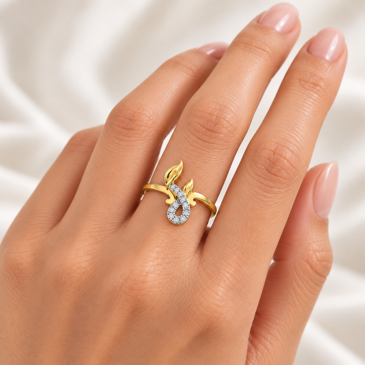 Nature F Silver Ring - Yellow Gold - Model