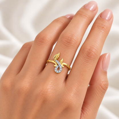 Nature F Silver Ring - Yellow Gold - Model