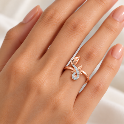 Nature F Silver Ring - Rose Gold - Model