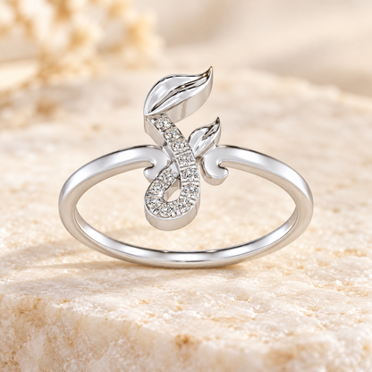 Nature F Silver Ring - White Gold - aesthetic