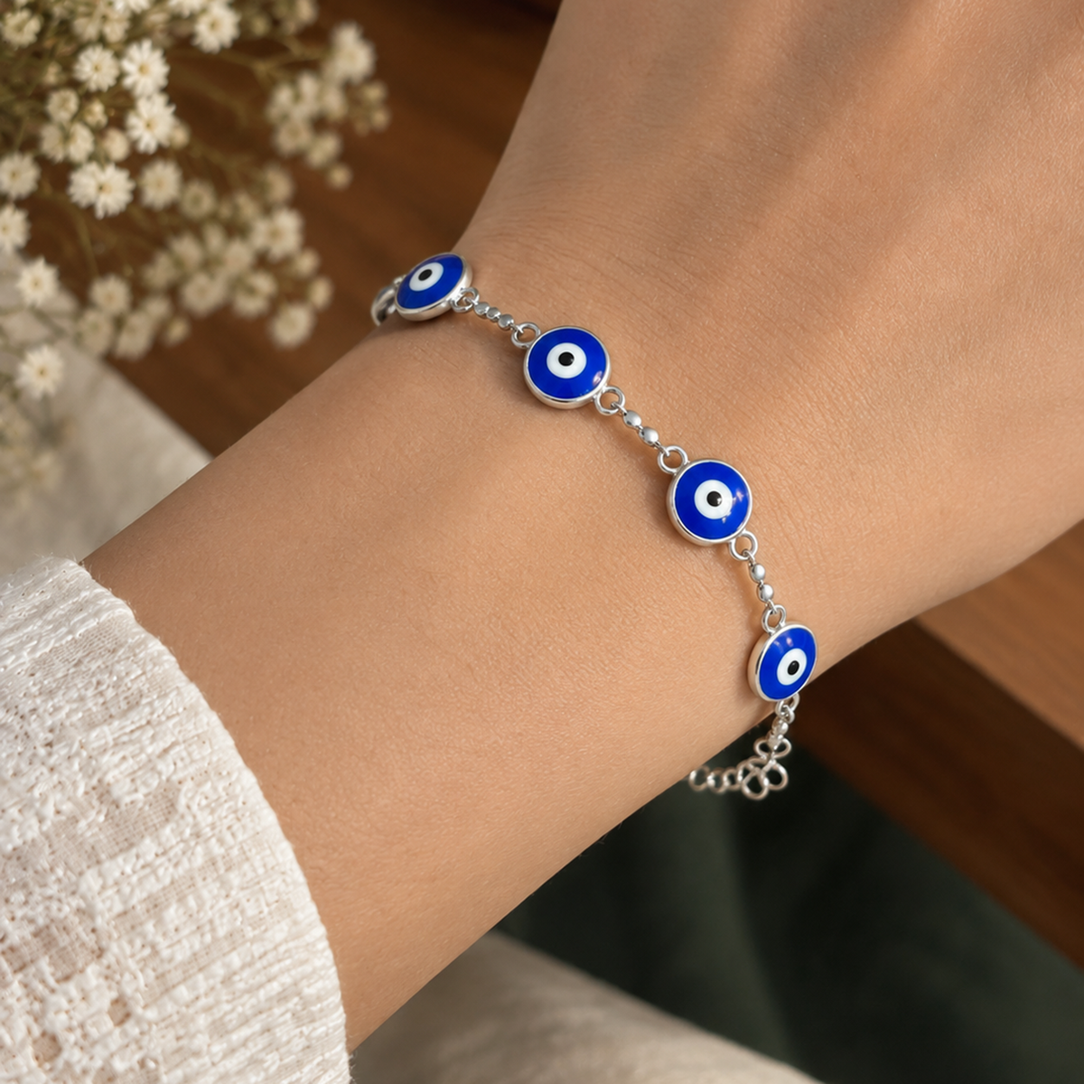 Nazar Charm Bracelet - Silver - Model