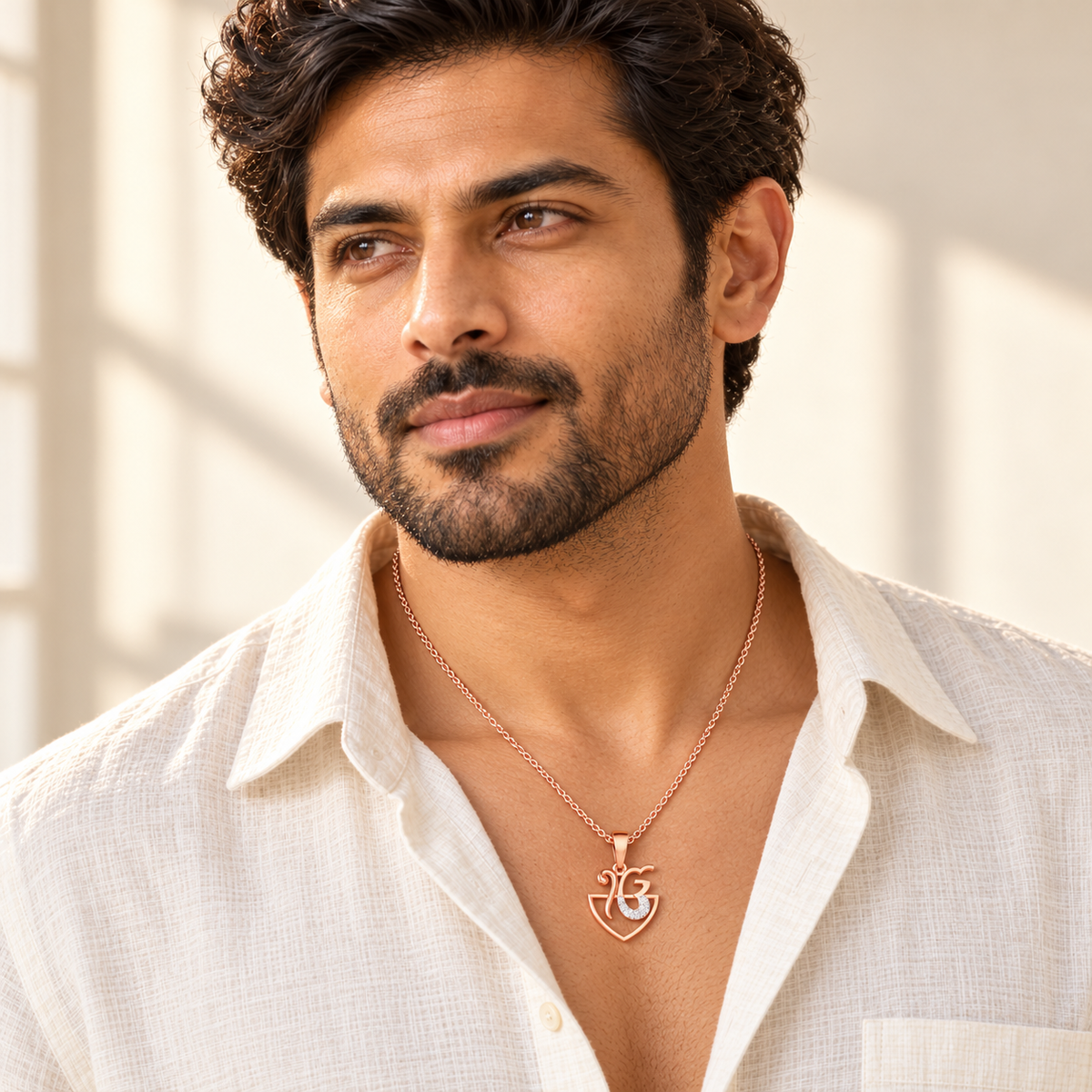 Onkar Aura Silver Pendant - Rose Gold - Model
