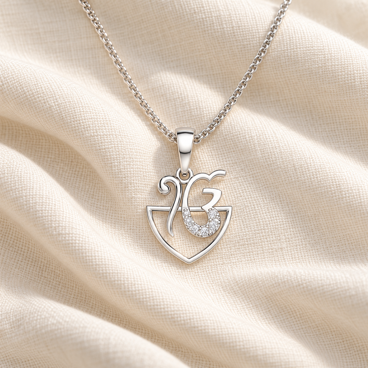 Onkar Aura Silver Pendant - White Gold - Aesthetic