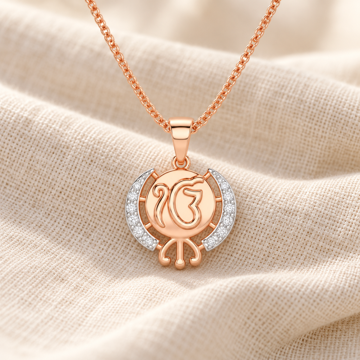 Onkar Grace Silver Pendant - Rose Gold - Aesthetic