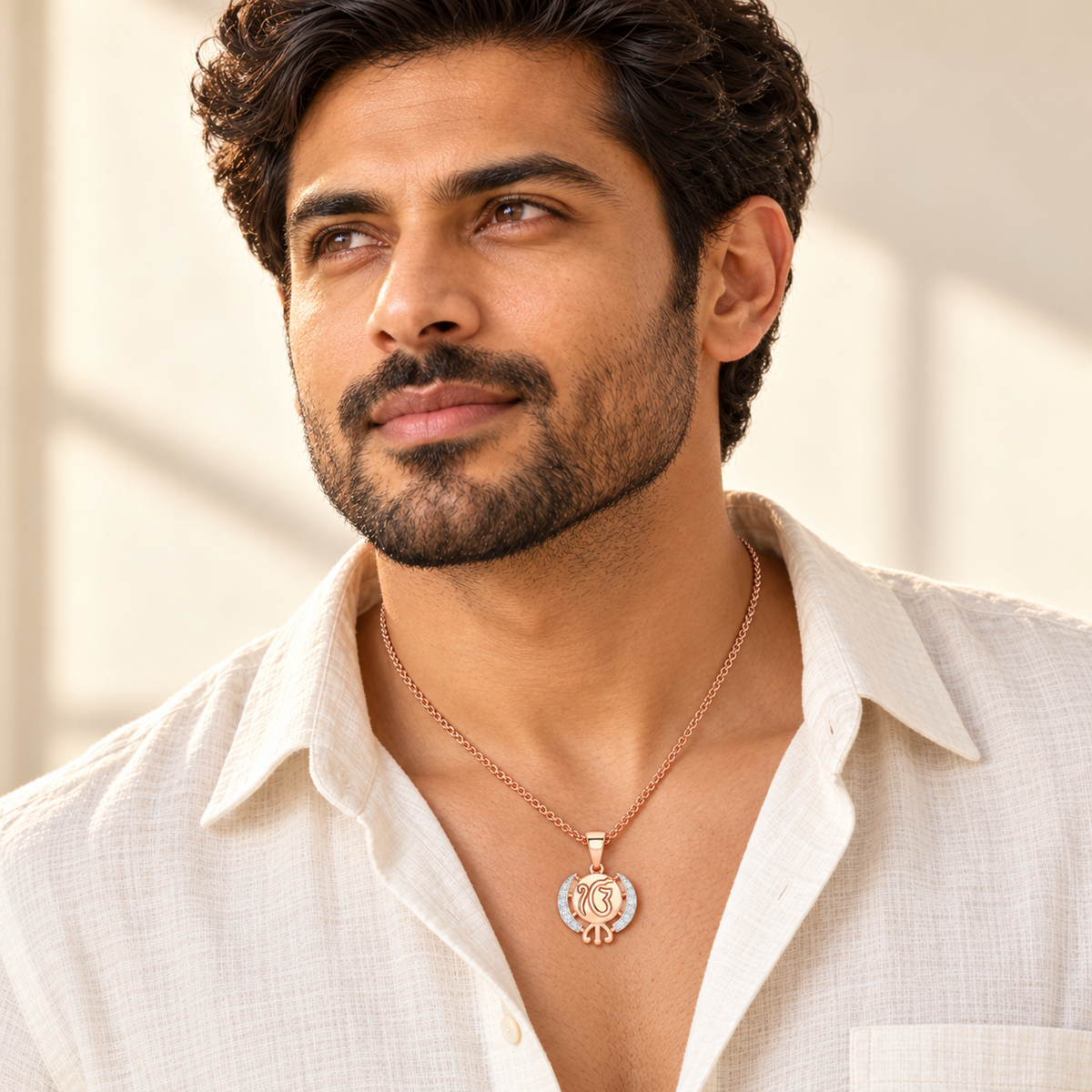 Onkar Grace Silver Pendant - Rose Gold - Model