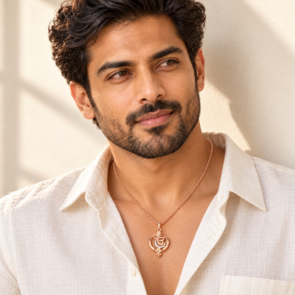 Onkar Light Silver Pendant - Rose Gold - Model