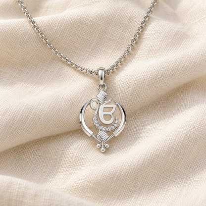 Onkar Light Silver Pendant - White Gold - Aesthetic