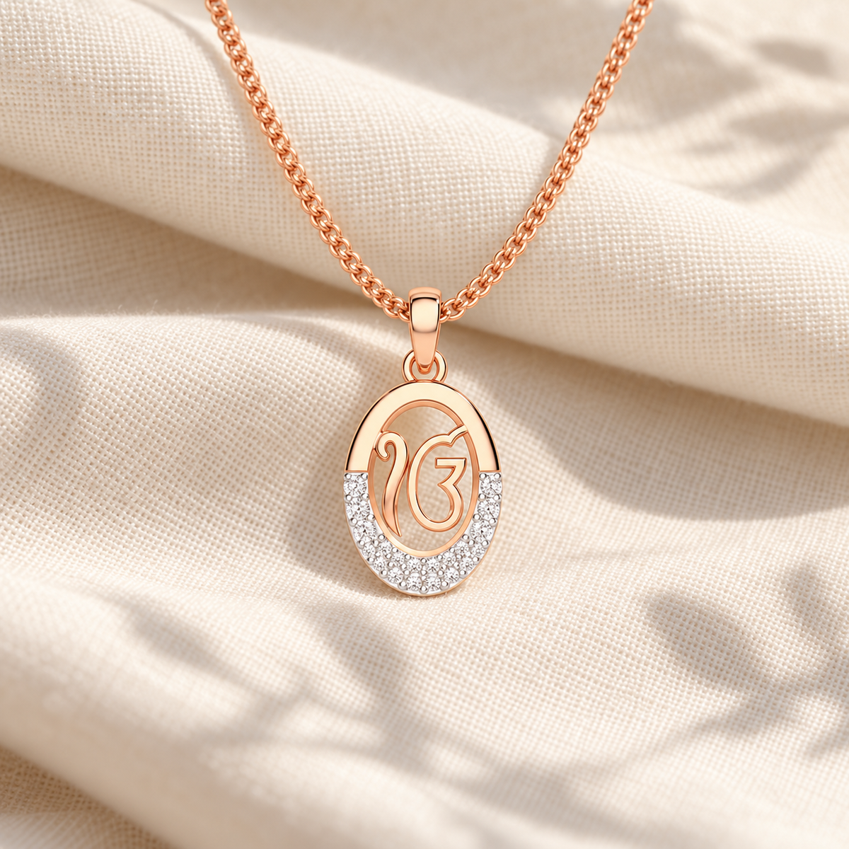 Onkar Shakti Silver Pendant - Rose Gold - Aesthetic