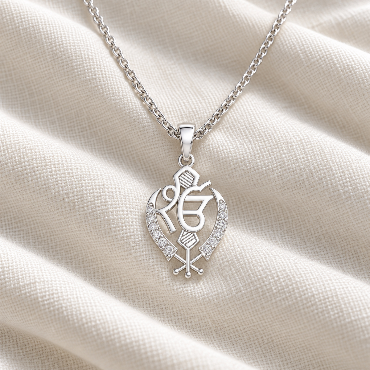 Onkar Supreme Silver Pendant - White Gold - Aesthetic