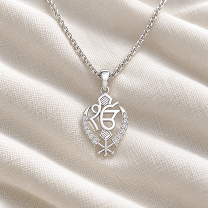Onkar Supreme Silver Pendant - White Gold - Aesthetic