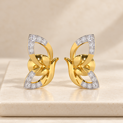 Opulent Flight Silver Stud Earrings - Yellow Gold - Aesthetic