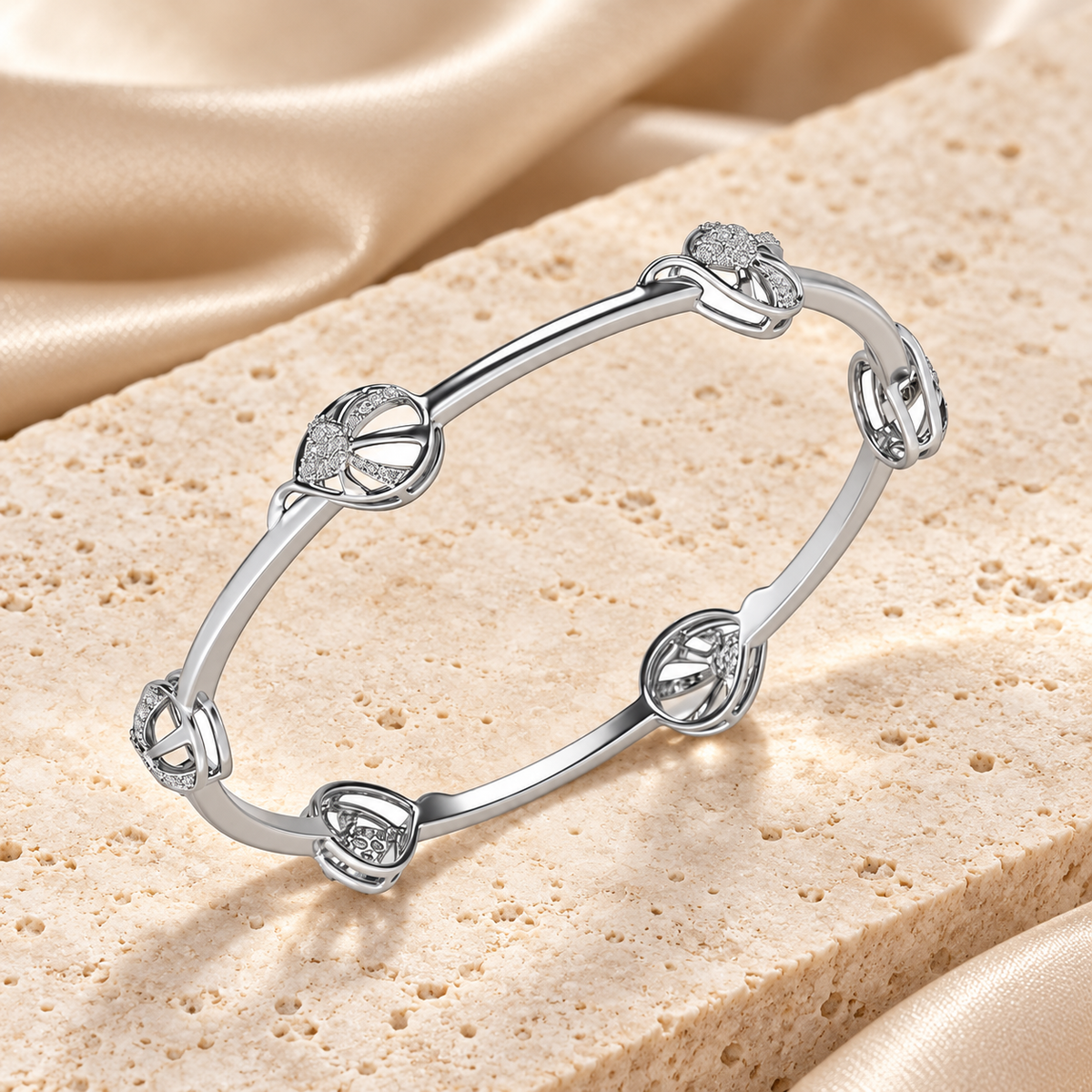 Oyster Silver Bangles White Gold aesthetic image