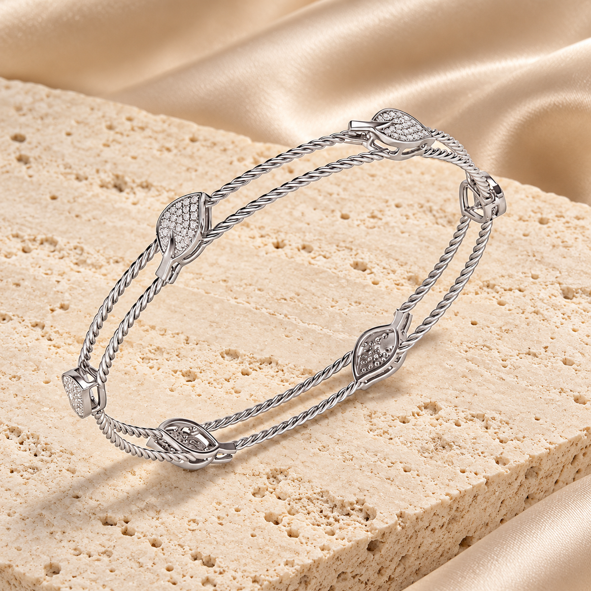 Pattiya Silver Bangles White Gold aesthetic image