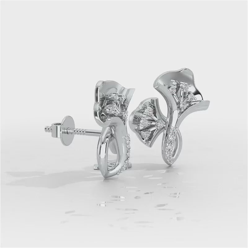 Twin Growth Silver Studs - White Gold Video