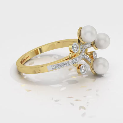 Growth Silver Pearl Ring - Yellow Gold Video