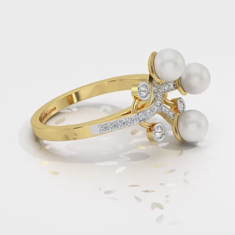 Growth Silver Pearl Ring - Yellow Gold Video